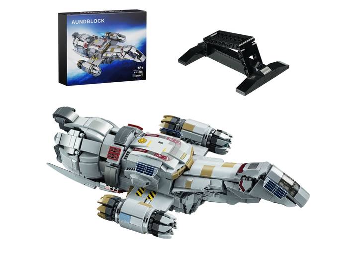 Ensemble de blocs de construction de vaisseaux spatiaux, modèle de navire de transport avec support, décoration de la maison, ornement de collection, présentoir pour adultes, cadeaux