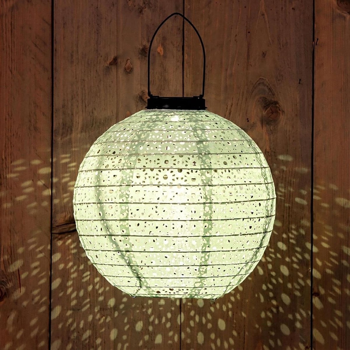 Groene LED Textiel Lantaarn - Opvouwbare Zonne Lantaarn met Draadframe - 25 cm Diameter