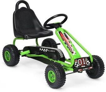 Costway 4 Wheel Pedal Powered Ride On with Adjustable Seat-Green