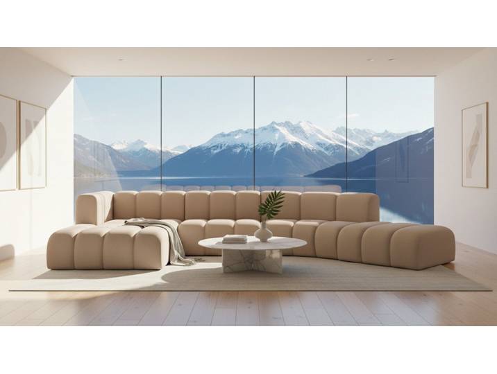 Kaiser Möbel Ecksofa Velours Grand L Round moderne modulare Designer-Sofa, Ecksofa, halbkreisförmiges Design,Premium-Velours Salvador