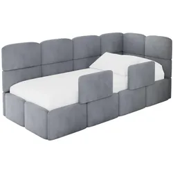 EINZELLBETT Jugendbett mit Bettkasten, Links - KIVY 80x200 Grau