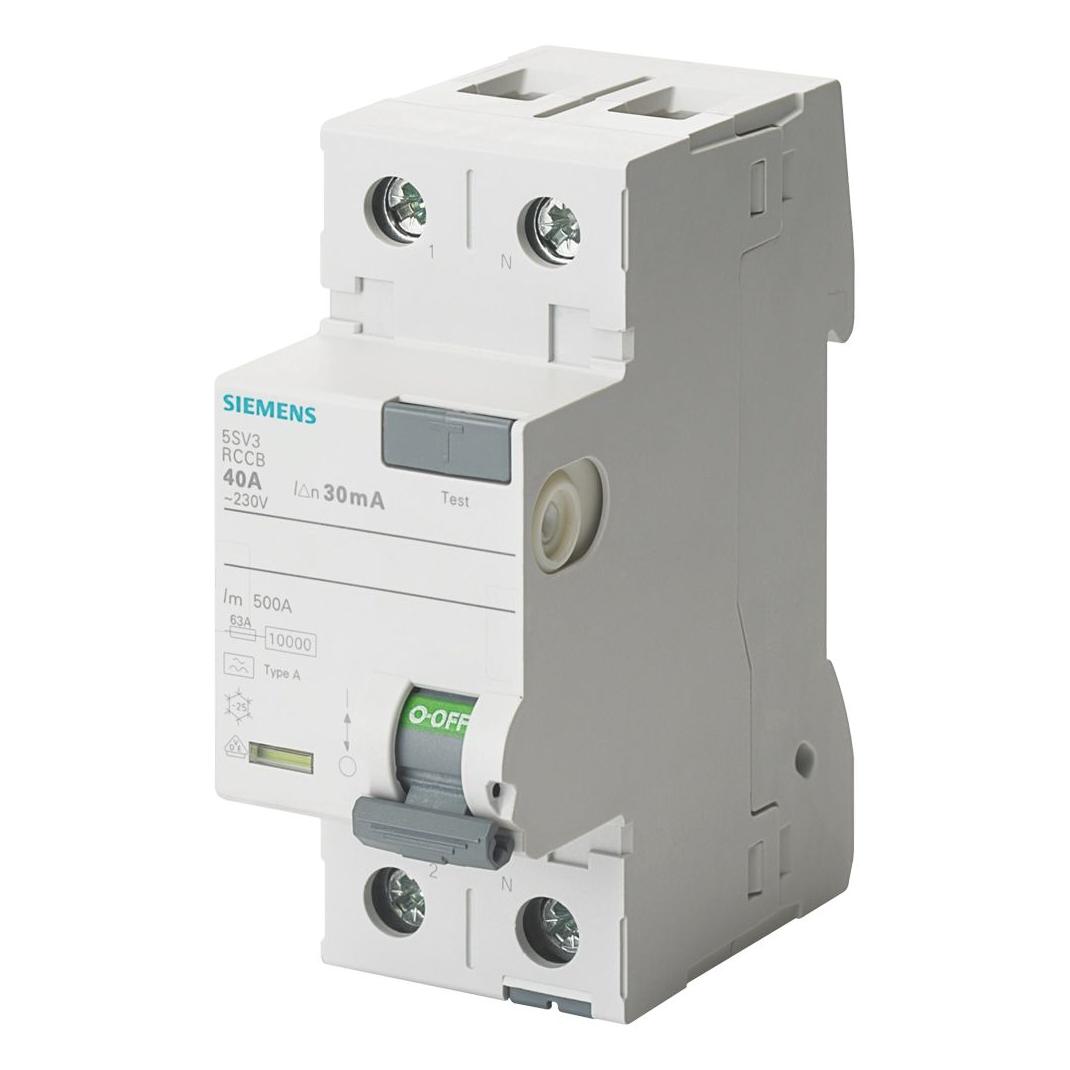 Siemens FISchutzschalter Typ F kurzzeitverzögert A 30 mA Un (5SV33143)