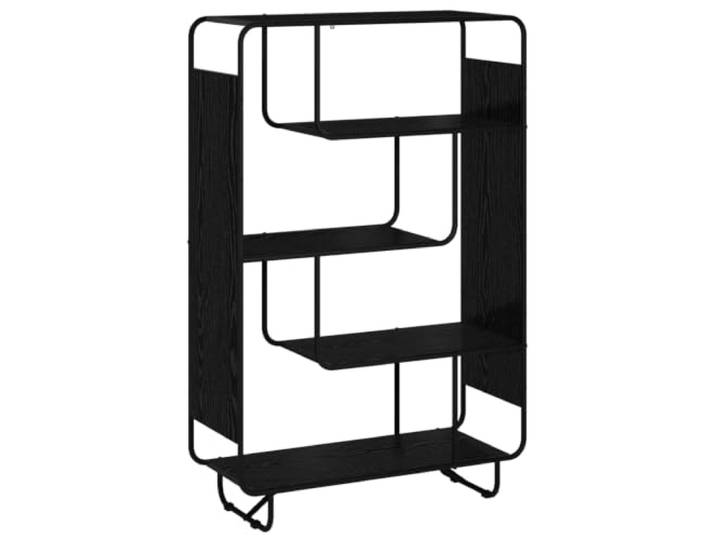 Xhnifbn Highboard 5 Ebenen Regal Schwarz Eichen-Optik 93.5x37.5x144 cm Offener Stauraum für Küche und Essbereich mit verzinktem Stahlgestell und pflegeleichten Ablagen im Industrie-Design.