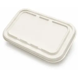 RyanPack Bagasse Deckel für Foodtray aus Zuckerrohr – 222×147×12 mm – Weiß – 50 Stück