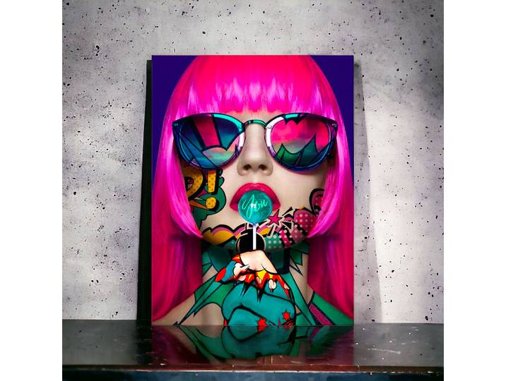 Tableau Décoratif Portrait de femme à la Sucette Pop art