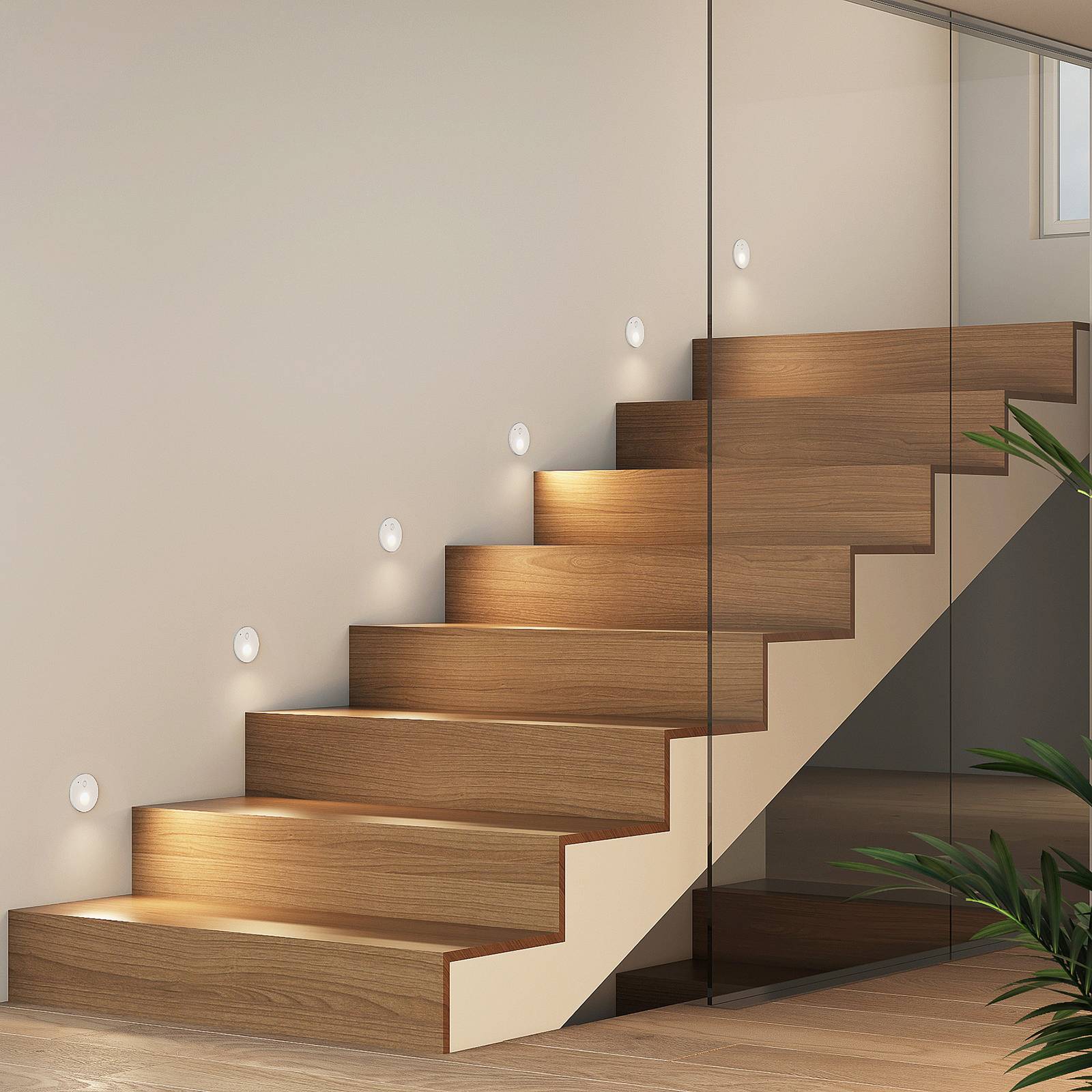 Arcchio Neru LED recessed light, round, white, White / opal, Living / Dining Room, Aluminium, Modern