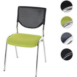 Besucherstuhl T401, Konferenzstuhl stapelbar, Stoff/Textil ~ Sitz grün, Füße chrom