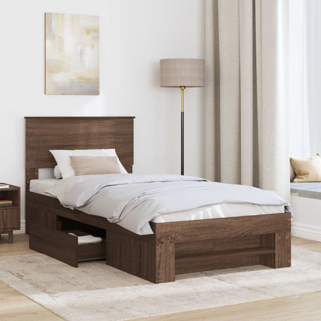 Ebern Designs Bed Brown Oak Small Single (2'6)