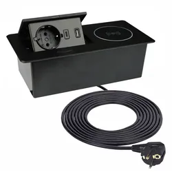Möbel Einbausteckdose Zeobox in schwarz USB A+B und Induktion