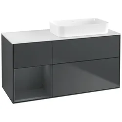 Villeroy und Boch Finion Waschtischunterschrank F681HGHG 120x60,3x50,1cm, Regal links Midnight Blue Matt Lacquer, Midnight Blue Matt Lacquer