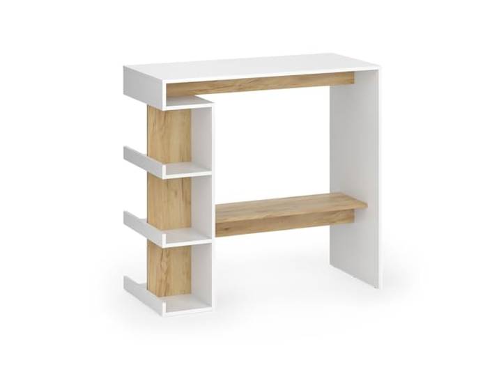 Vicco Bartisch Dana, Weiß/Goldkraft Eiche, 108 x 50 cm mit offenen Ablagen zur Nutzung als Stehtisch