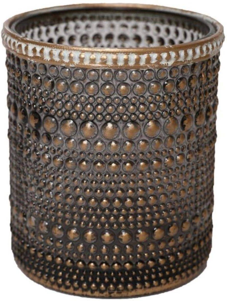 Windlicht "CHALET Lingan 12 cm", gold (anthrazit, goldfarben), H:12cm Ø:10cm, Glas, Kerzenhalter, Windlicht anthrazit, goldfarben B/H/T: 12cm