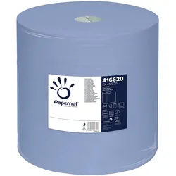 Papernet Putztuchrolle Industrie 3-lagig blau 360 m 37,3x36 cm, 1000 Abrisse pro Rolle, 1 Rolle, Haushaltspapier, Blau
