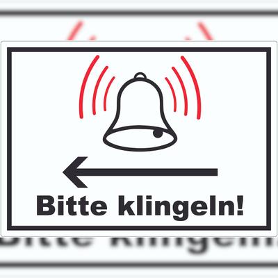 HB-Druck Bitte klingeln pfeil links Aufkleber A6 (105x148mm)