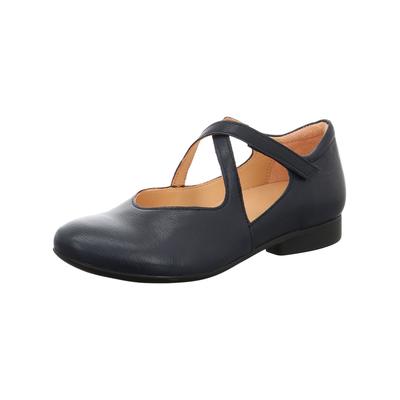Riemchenballerina THINK "Think Ballerinas Leder", Damen, Gr. 38, blau, Leder, Schuhe Riemchenballerina
