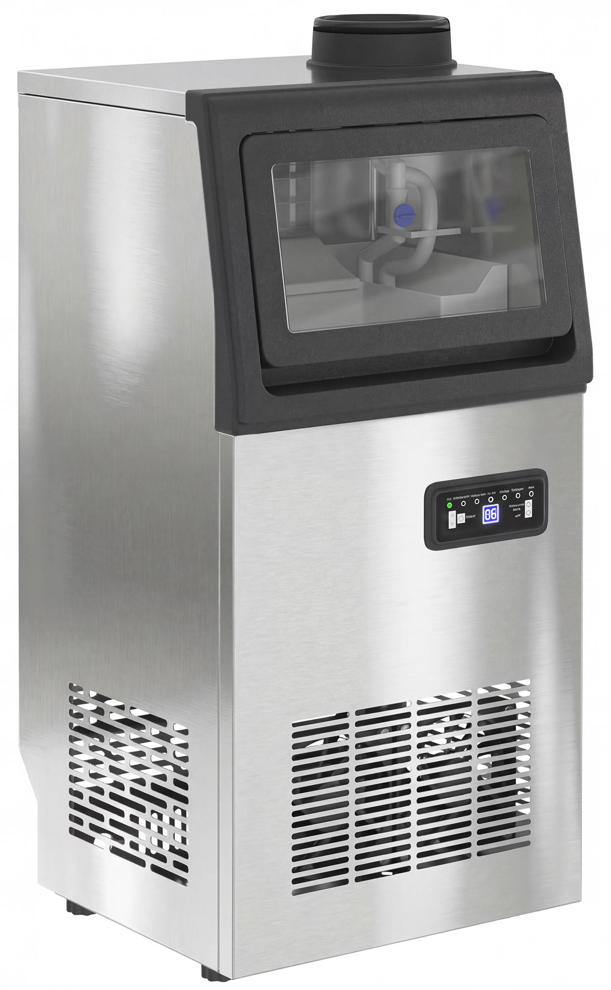 Gewerbliche Eismaschine, 45 kg/24 Std., Edelstahl, Unterbau oder freistehend, Silber