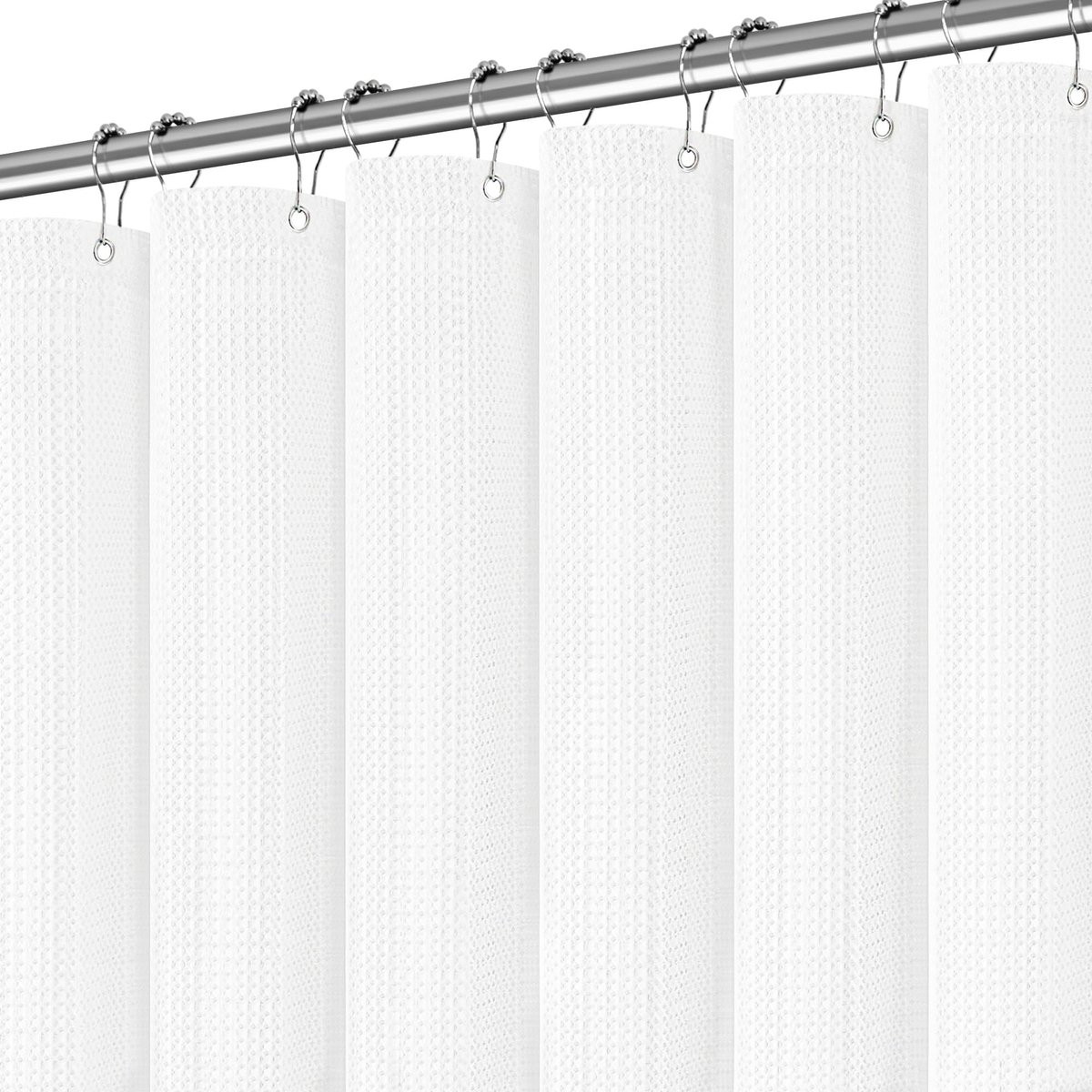 Waterdicht douchegordijn met wafelpatroon in wit - 183 x 244 cm