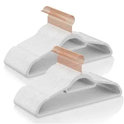 Songmics Samt-Kleiderbügel weiß-roségold 50 Stück