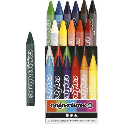 Creativ Company Colortime Farbkreide, L 10 cm, Dicke 11 mm, sortierte Farben, 2x12 Stk