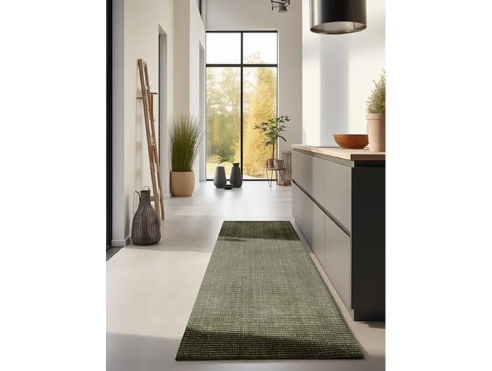 Hanse Home Jute Teppich – Natur Wohnzimmerteppich aus 100% Jute - Handgewebt & – Boho Naturfaser Juteteppich für Wohnzimmer, Schlafzimmer, Esszimmer – Grün, 80x200cm