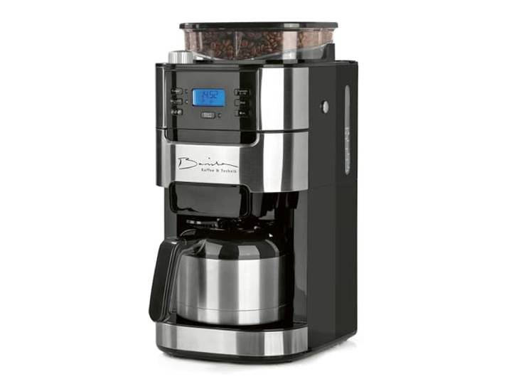 Barista Filterkaffeemaschine mit verstellbarem Mahlwerk Warmhaltefunktion, 24h Timer & Permanentfilter Für 10 Tassen Kaffee Kaffeemaschine für Bohnen & Pulver [Edelstahl]