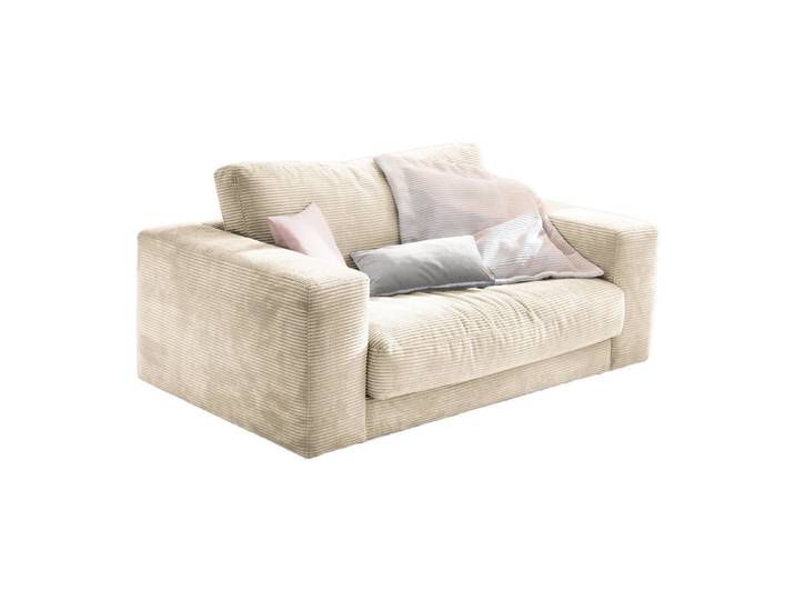 Kawola Loveseat Madeline Cremeweiß Cord, Kunststoff, Füllung: Komfortschaum, 170x86x127 cm, Wohnzimmer, Sessel