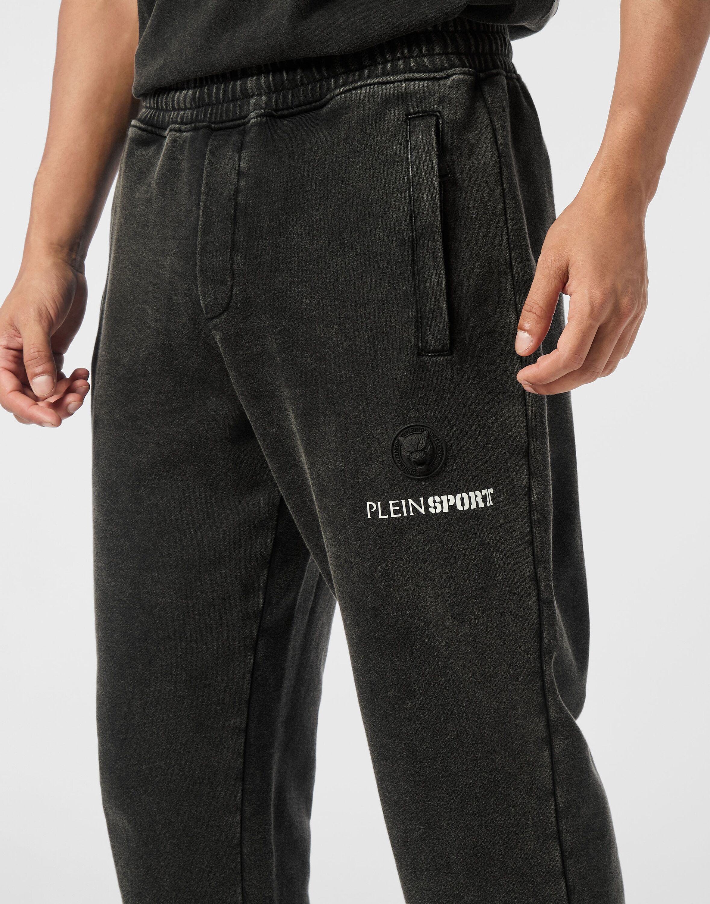 Jogginghose PLEIN SPORT "Jogginghose", Herren, Gr. S, US-Größen, schwarz (02, schwarz), Obermaterial: 100% Baumwolle, Hosen Jogginghose