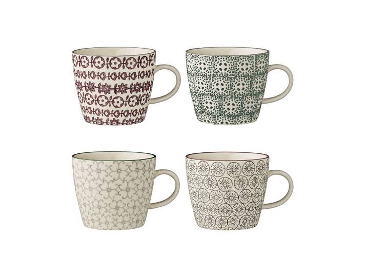 Lot de 4 mugs en grès vert Karine