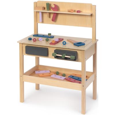 Spielwerkbank MUSTERKIND "Sorbus", bunt (natur, bunt), Rollenspielzeug, KinderB:55cm H:80cm T:34cm, Holz, B:55cm H:80cm T:34cm