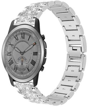 United Fossil Q Machine Diamond Stainless Steel Watch Band silver