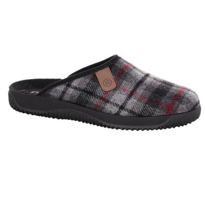 Pantoffel ROHDE "Soltau-H", Herren, Gr. 42, grau (anthrazit), Filz, kariert, Schuhe, Hausschuh, Schlupfschuh, Homeslipper mit Label