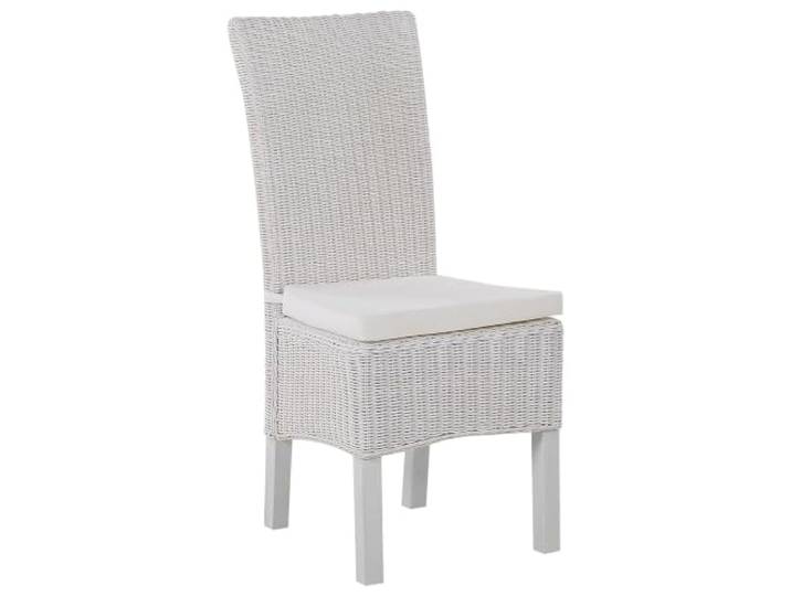 Esszimmerstuhl 2er-Set Rattangeflecht Extra-Kissen Boho-Stil Hohe Rückenlehne Esszimmer Wohnzimmer Weiß Andes