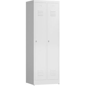 ClassiX Spind X-510127, weiß, 2 Abteile, mit Drehriegelschloss, 59 x 180 cm