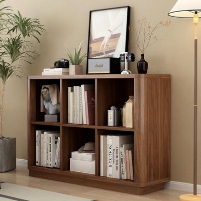 Kodotan sofa "6 Cube Storage Bookcase, 40""W Low Horizontal Book Shelf with Curved Edge, Wood Floor Standing 2-Tier Bookshelf with Base"