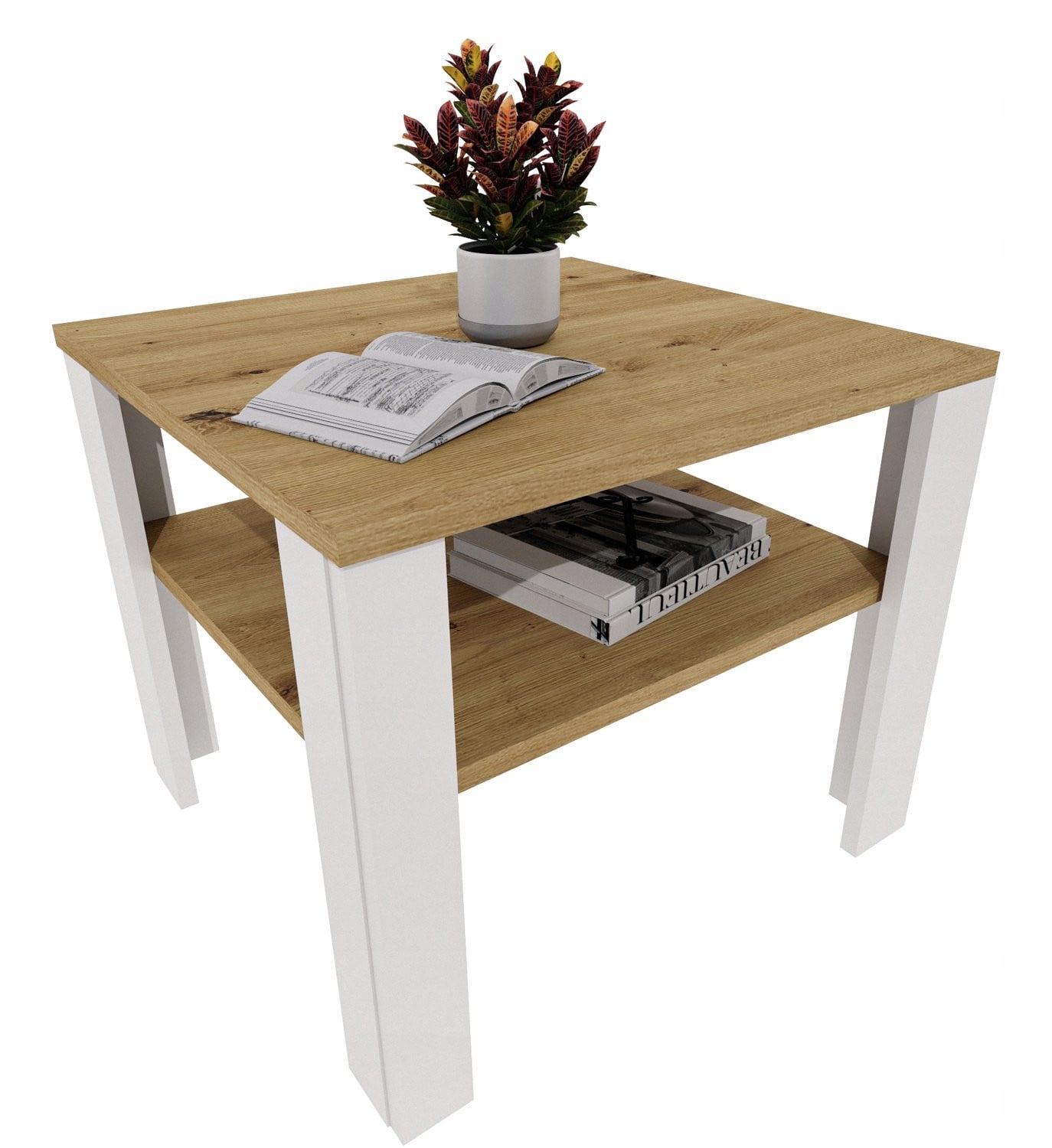 Salontafel Lara 53 met plank, eikenlook/wit