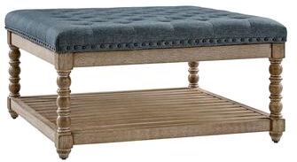 "HULALA HOME Jeffrey 33.25""W Tufted Square Cocktail Ottoman With Storage Tray"