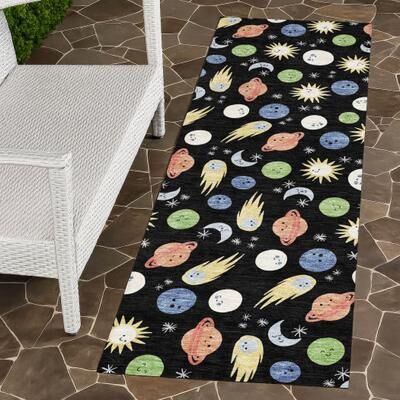 Addison Rugs Machine Washable Indoor/ Outdoor Planets Comets Chantille Rug