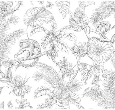 York Wallcoverings Tropical Sketch Toile Black Wallpaper