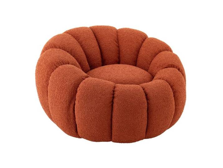 Fauteuil Coquillage en Tissu  Fleur  101cm Rouille