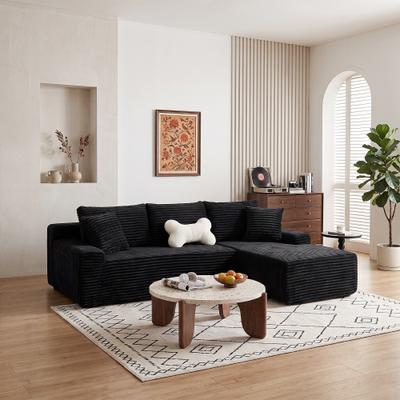 Kodotan sofa 94.06 Inch Right Chaise L Shaped Boneless Cloud Sectional Sofa, Modular Corduroy Couch with Arm Storage Pockets, Deep Seat
