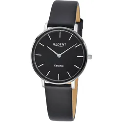 Regent F-1585 Damenuhr Edelstahl Keramik Schwarz Ø 34 mm