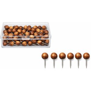 Böttcher-AG Pinnadeln Kopf aus Holz, braun, in Aufbewahrungsbox, 100 Stück