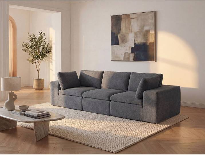 3-Sitzer-Sofa, modular, komprimiert, aus Stoff in Anthrazitgrau CORTOLINE