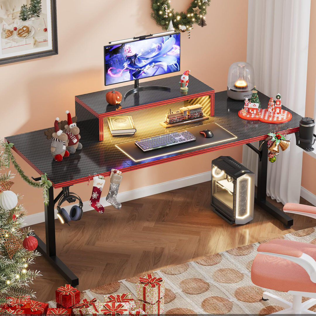 Metro Adjustable Height and Modular Stainless Steel Computer Desk Black 75cm H X 180cm W X 60cm D