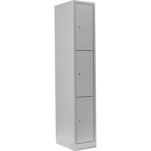 Lüllmann Schließfachschrank 520310, lichtgrau, 3 Fächer, Stahl, 32 x 180cm, mit Zylinderschloss