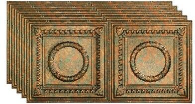 Fasade FASÄDE Rosette Decorative Vinyl 2ft x 4ft Glue Up Ceiling Panel in Copper Fantasy (5 Pack)