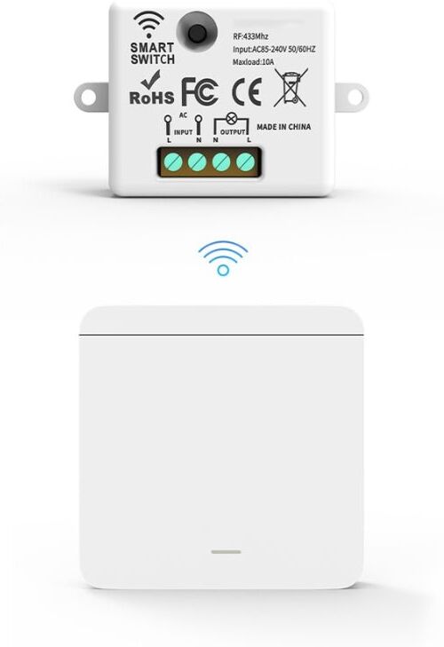 Silumen Interrupteur Mural sans Fil Bouton Simple avec Récepteur 220V 10A