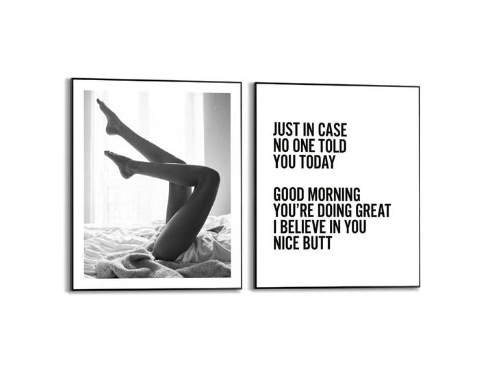 Poster REINDERS Body , schwarz-weiss (farbe bild(er): schwarz, weiß), B:40cm H:50cm T:1,6cm, Bilder, Poster, Schlafzimmer - Good morning - Schwarz-Weiss - MDF - 40x50 cm