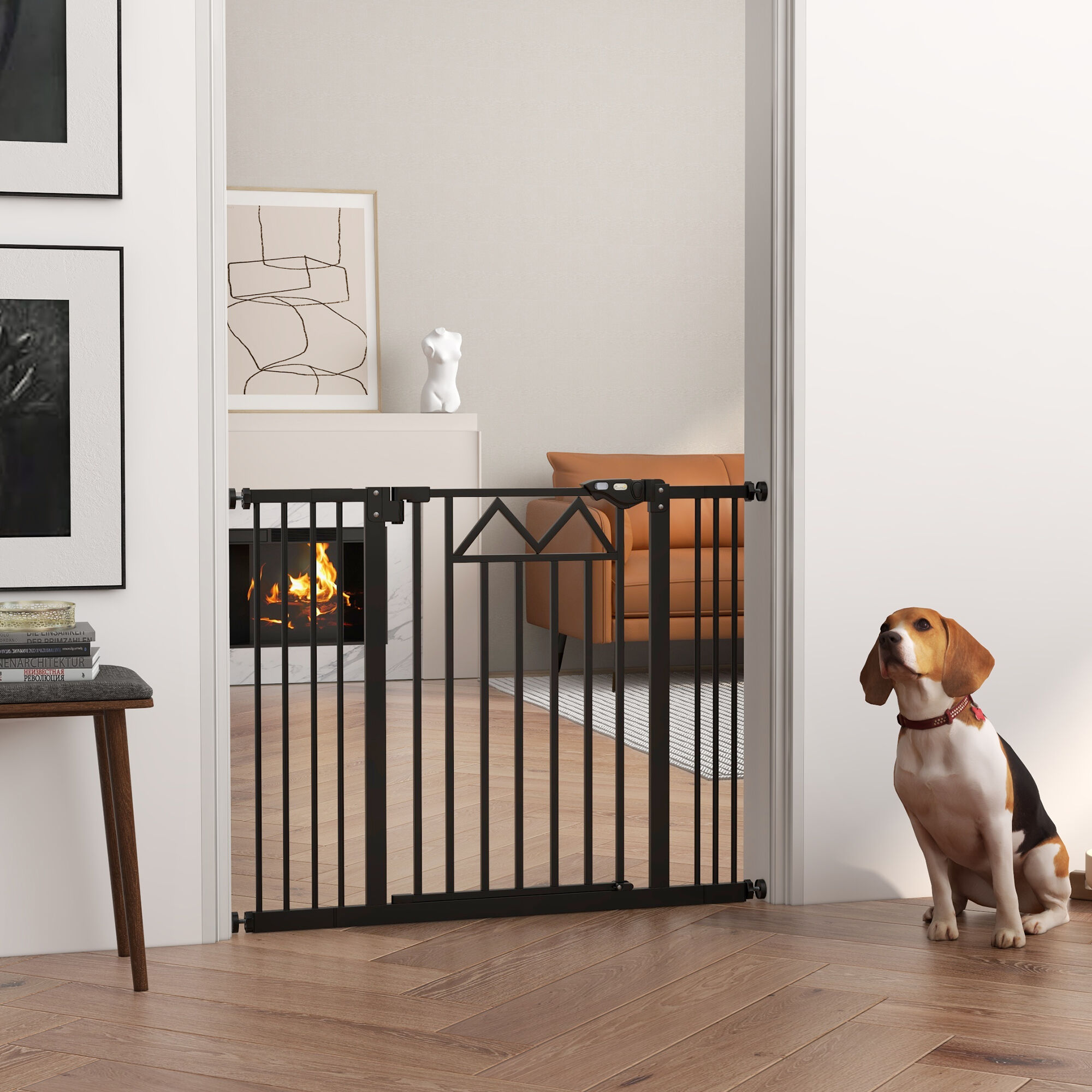 Altro Cancelletto Per Cani Con 4 Viti Regolabili E Nastro Adesivo, In Metallo E Plastica, 74-100x76 Cm, Nero
