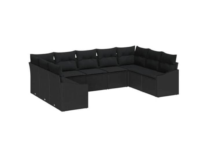 Makastle Lounge Sofa-Set 9-teilig Poly Rattan Schwarz 289x178,5x85 cm